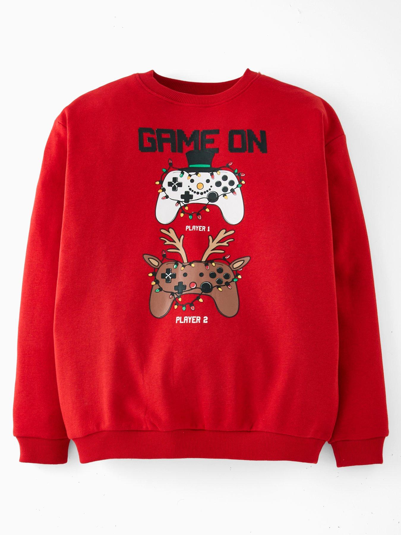 The Very Collection Boys Festive Gaming Sweatshirt - Red