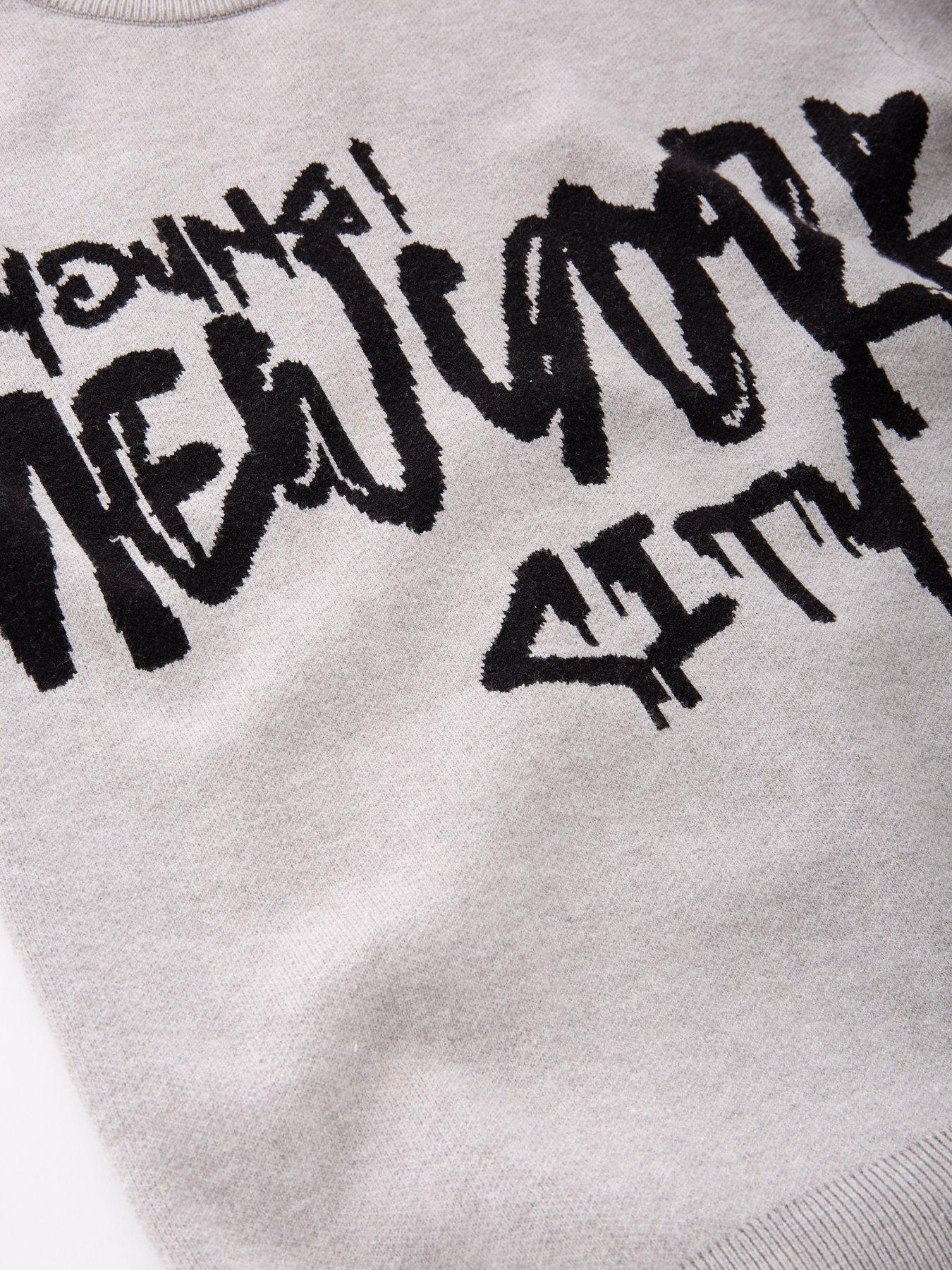 Image 3 of 5 of The Very Collection Boys Nyc Graffiti Knitted Jumper - Grey