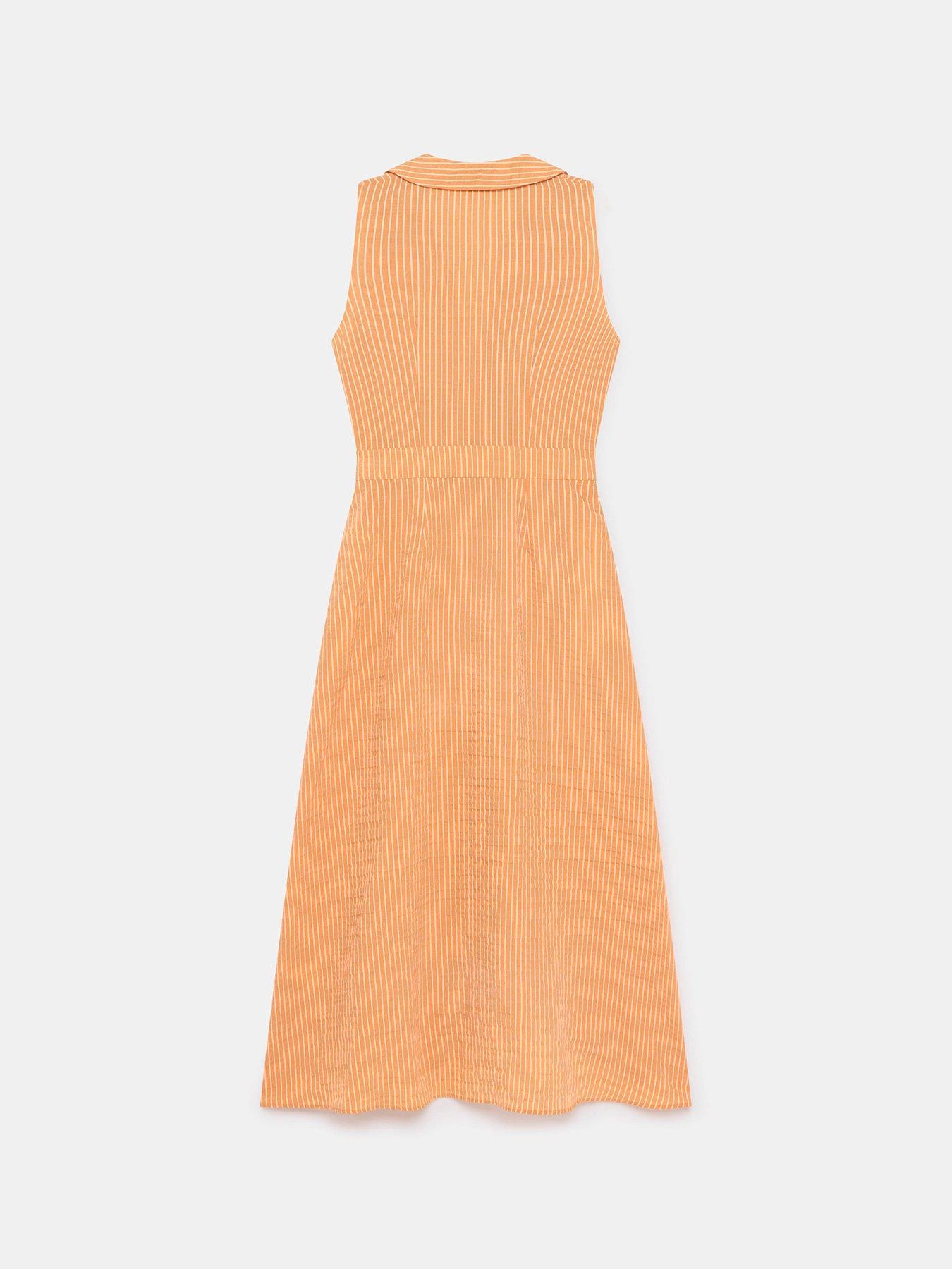 Mint Velvet Twist Stripe Midi Dress Orange Very