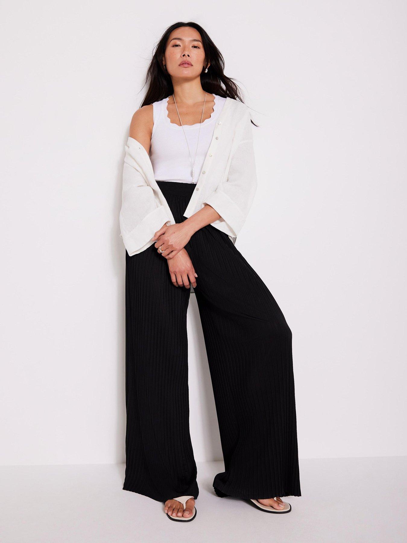 Image 2 of 6 of Mint Velvet Plisse Wide Leg Trousers - Black