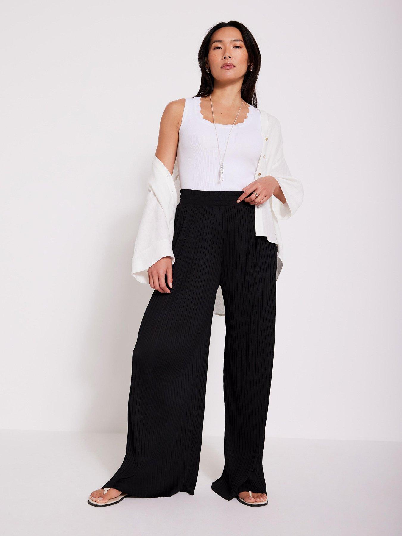 Image 4 of 6 of Mint Velvet Plisse Wide Leg Trousers - Black