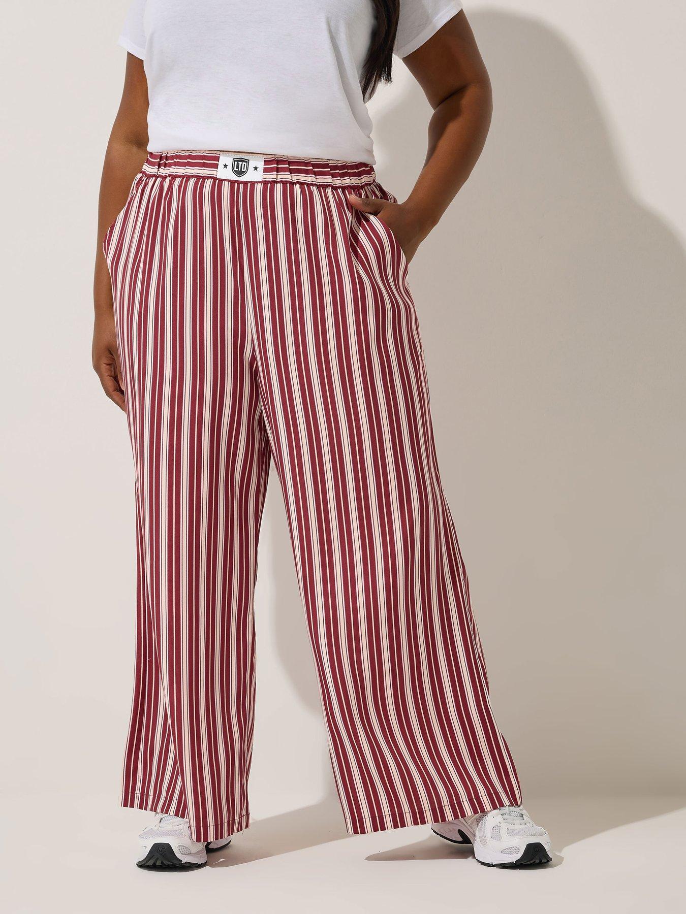 undefined Curve Boxer Stripe Trouser - Pink