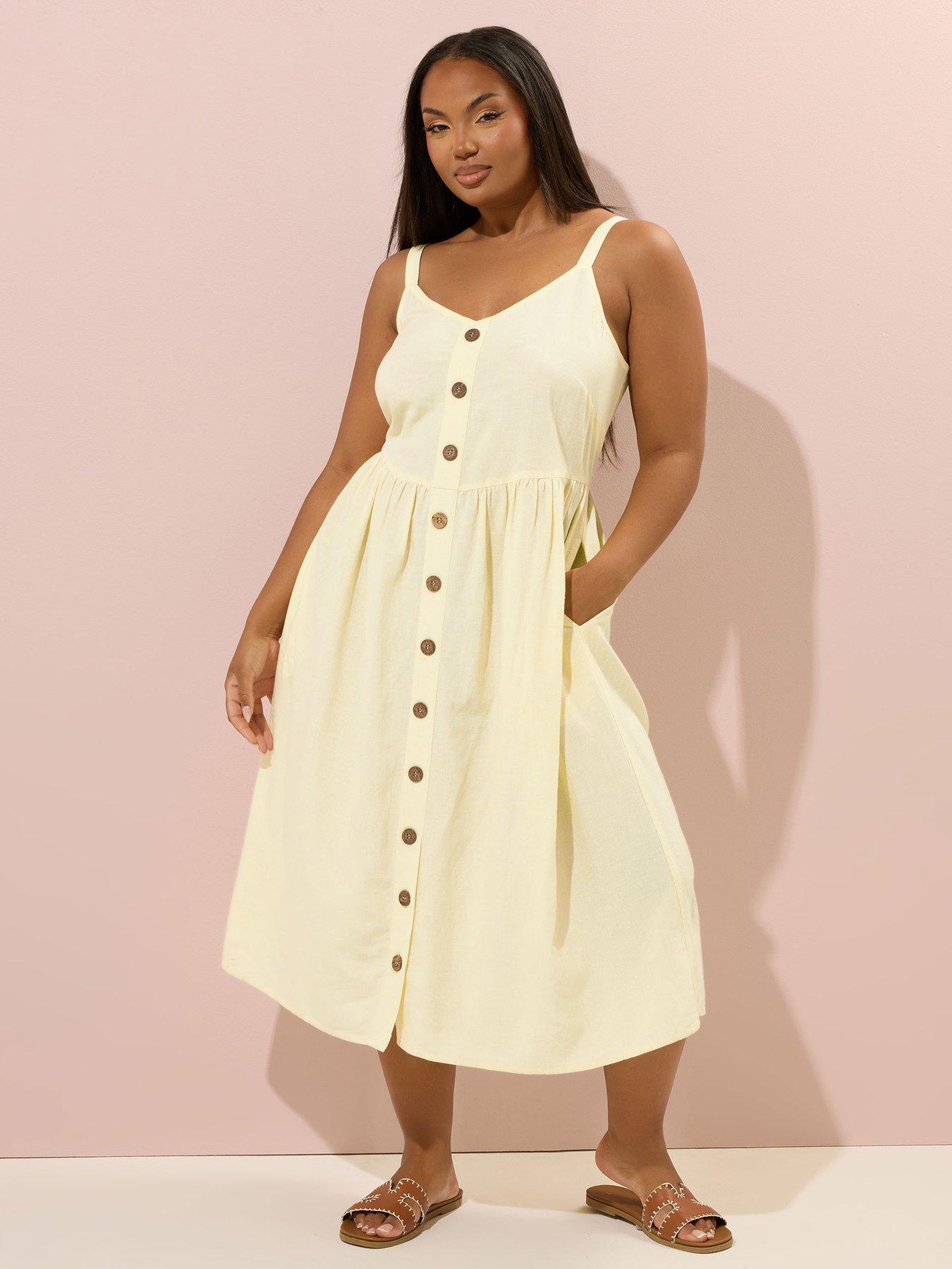 Yours Curve Linen Sundress Yellow Very