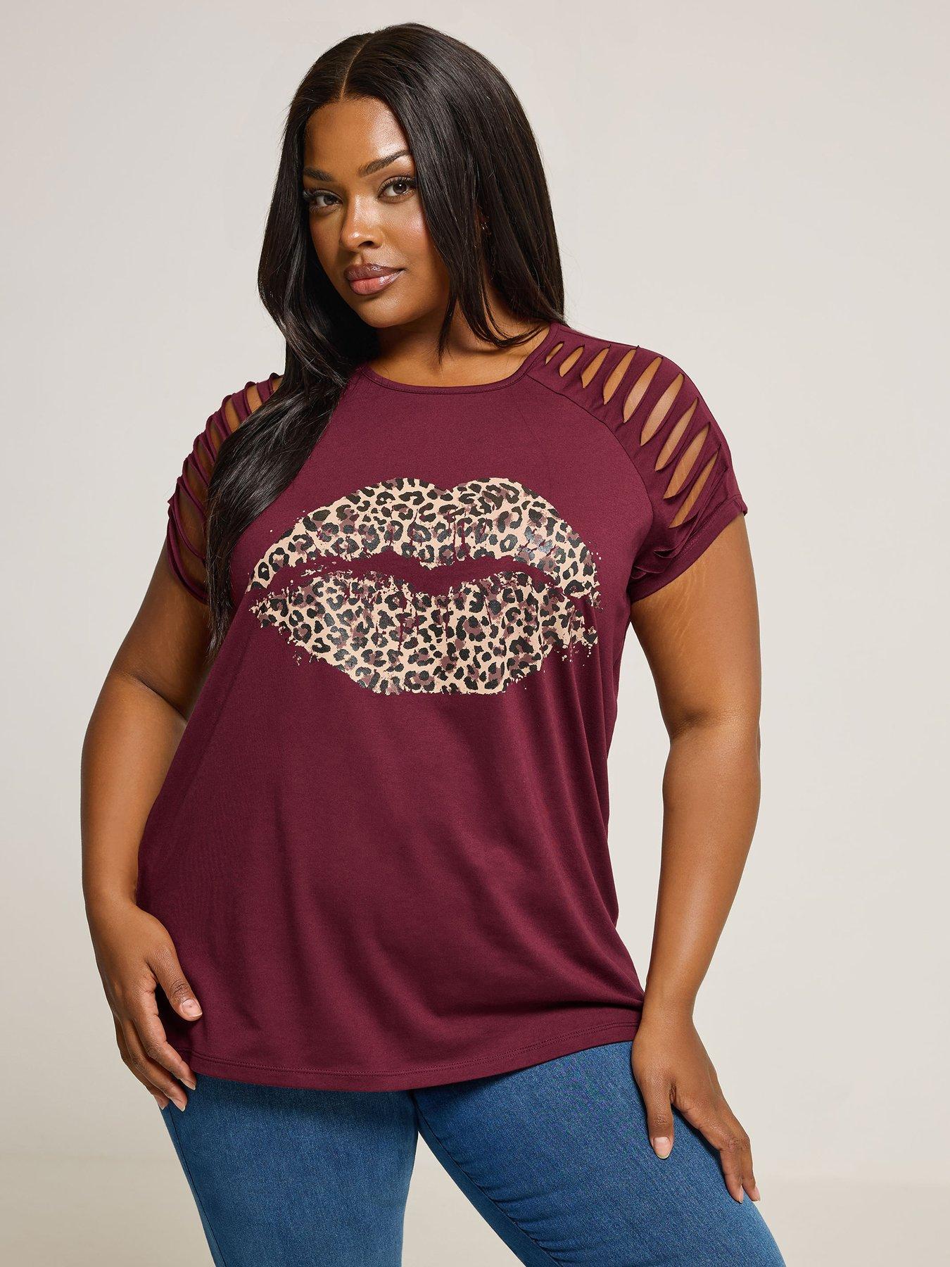 undefined Curve Laser Cut T-Shirt - Red