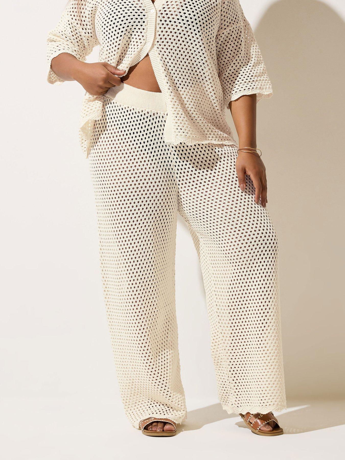 undefined Curve Scallop Edge Trouser - Natural
