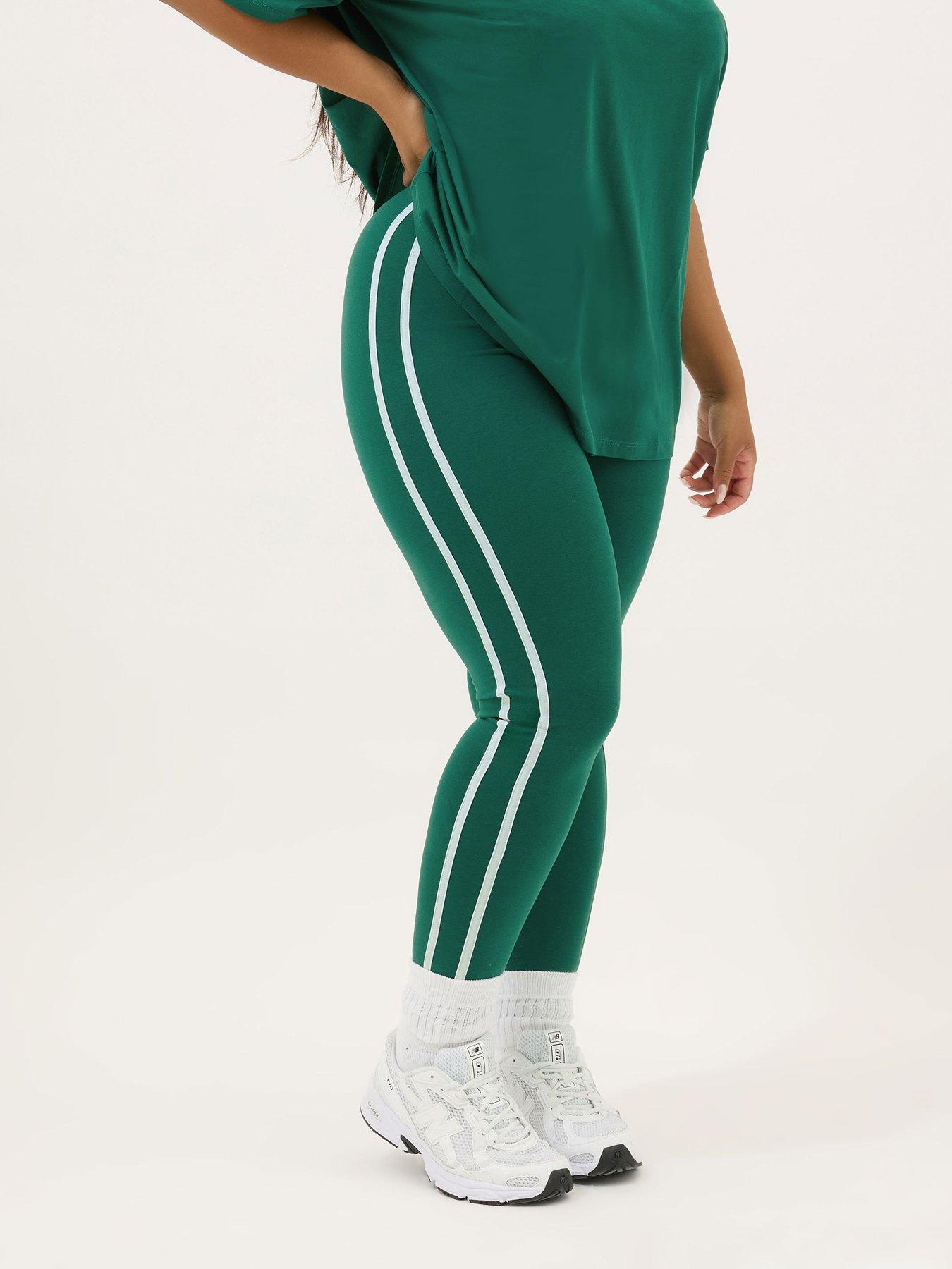 undefined Curve Side Stripe Legging - Green