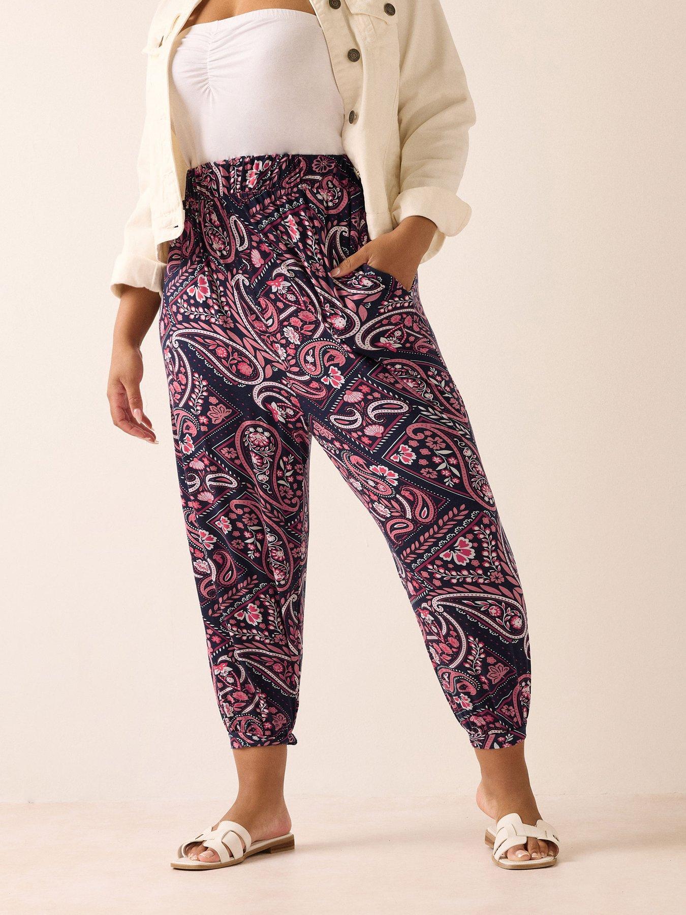 undefined Curve Paisley Cuffed Harem Trousers - Blue