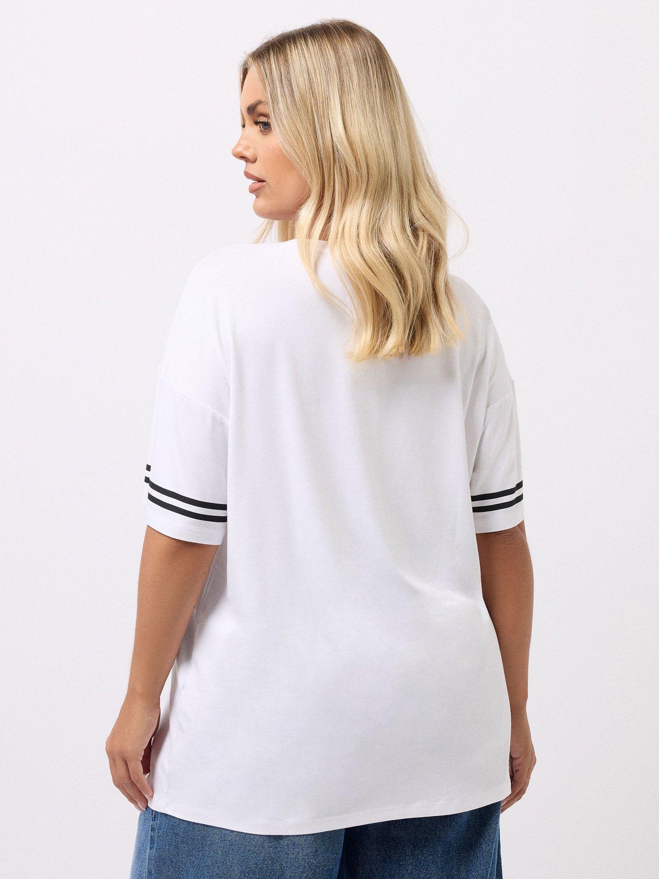 Image 2 of 5 of Yours Curve Varsity Top - White