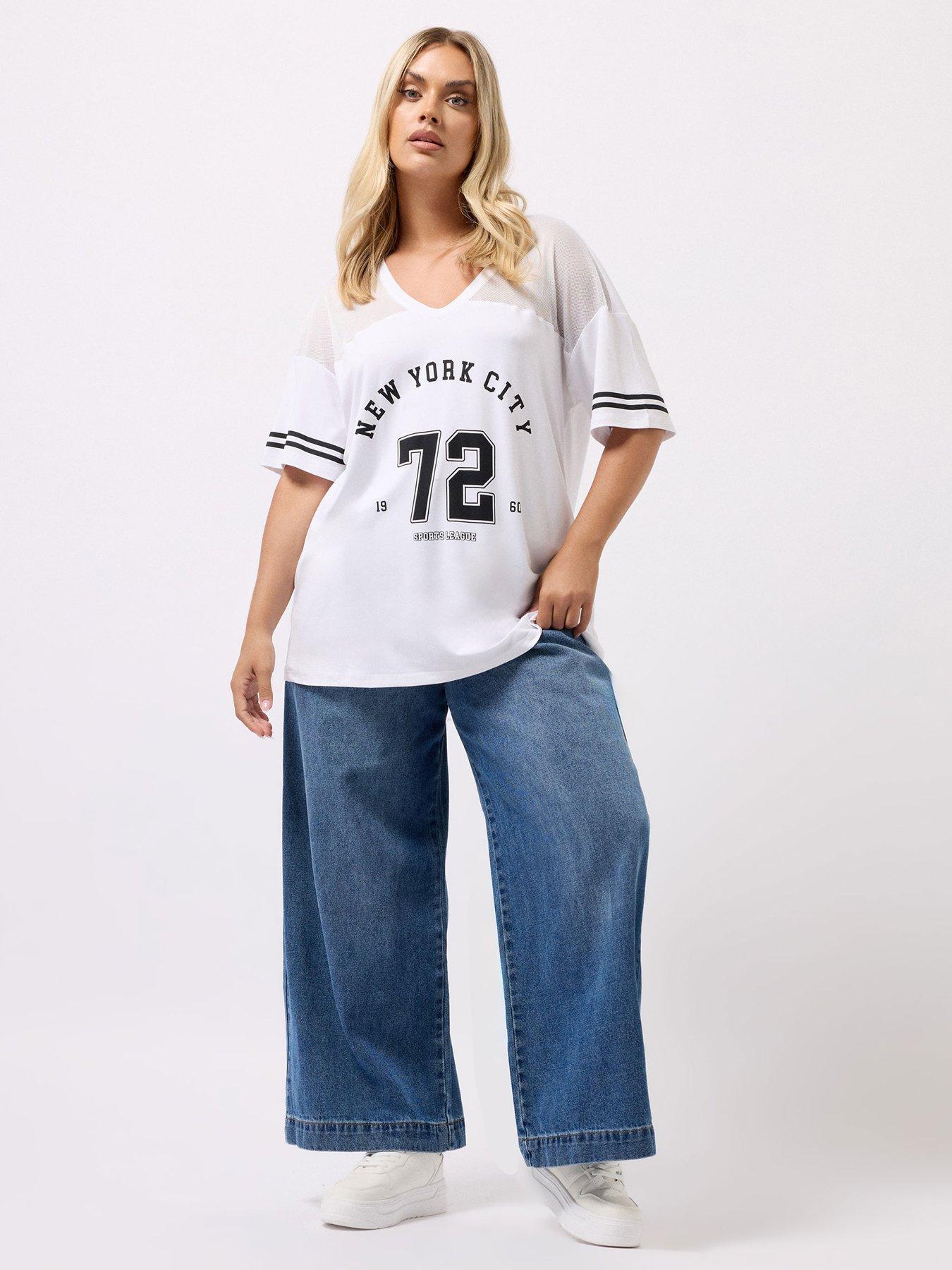 Image 3 of 5 of Yours Curve Varsity Top - White