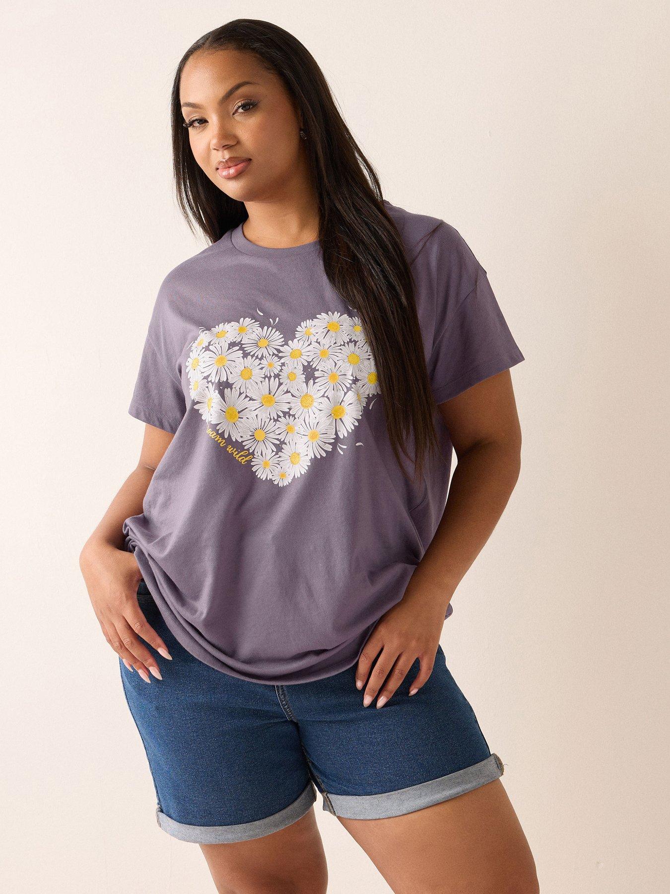 undefined Curve Daisy Placement Print T-Shirt