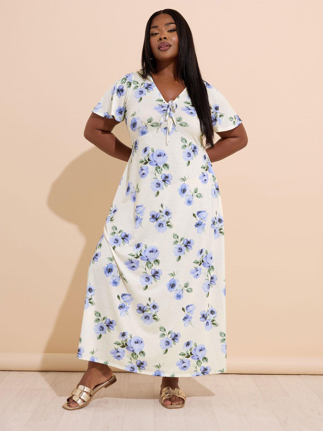 Image 1 of 4 of Yours Curve Bow Front Dress - White