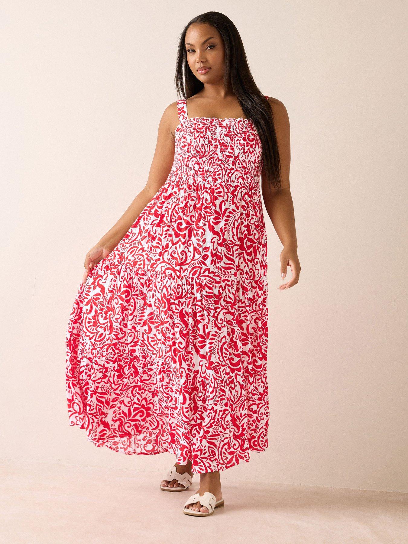 undefined Curve Shirred Strappy Maxi Dress