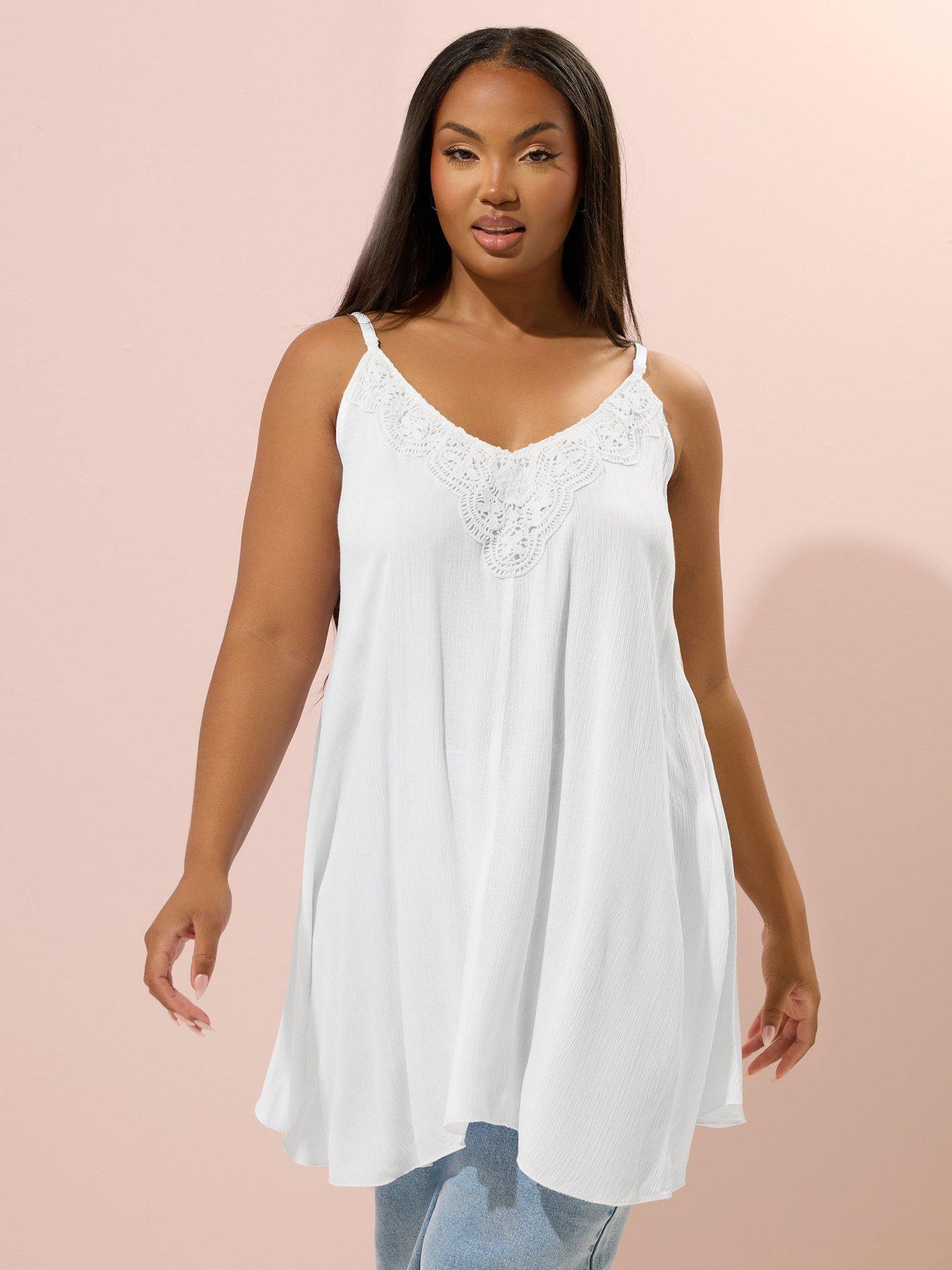 undefined Curve Crochet Cami - White