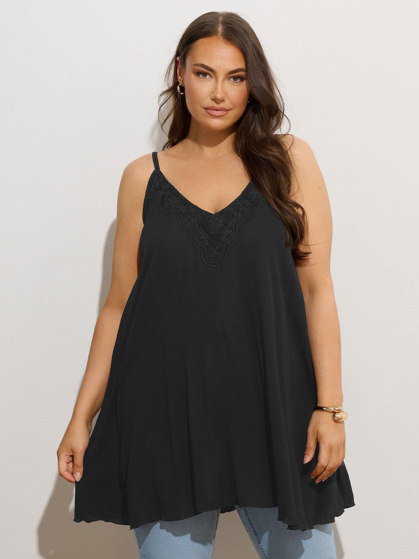 undefined Curve Crochet Cami - Black