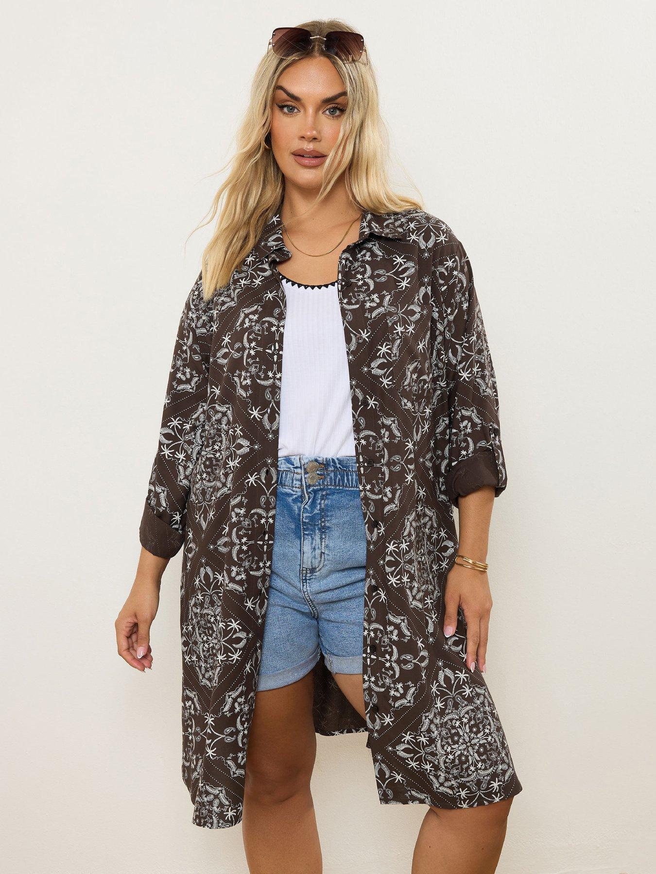 undefined Curve Longline Shirt - Brown