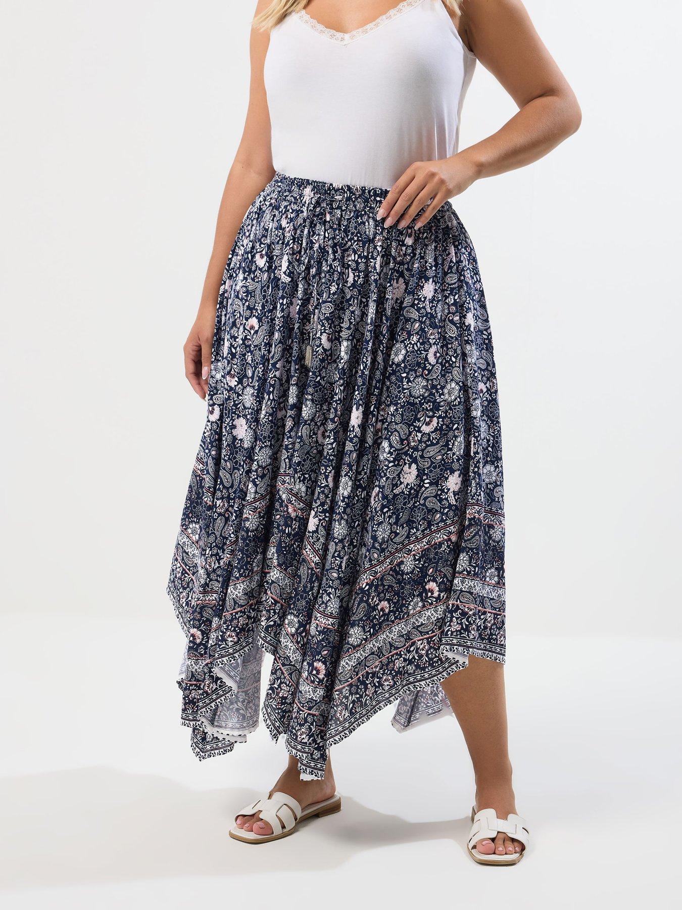 undefined Curve Hanky Hem Skirt - Blue