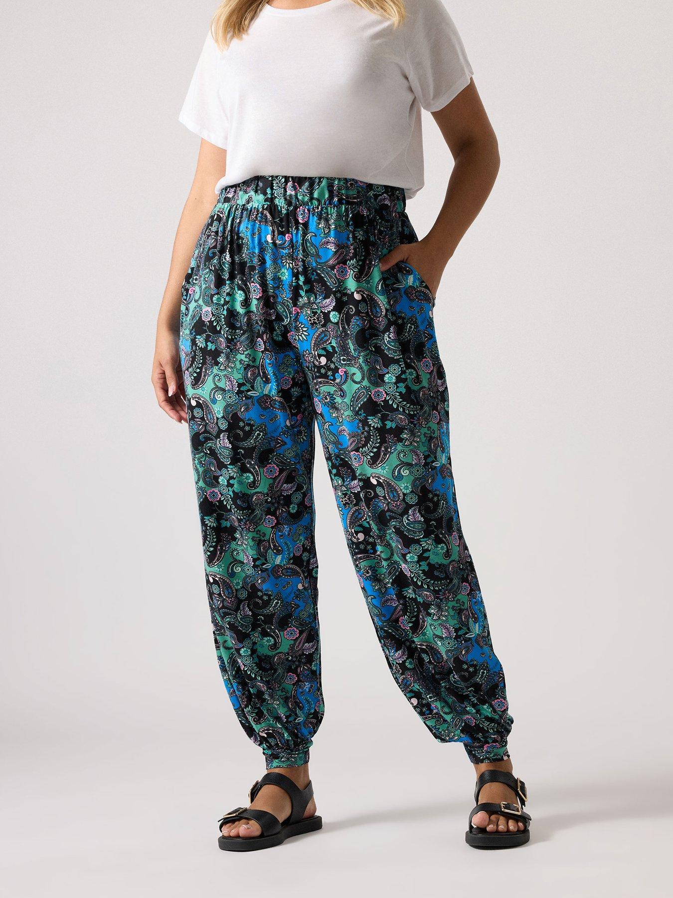 undefined Curve Paisley Cuffed Harem Trousers - Black