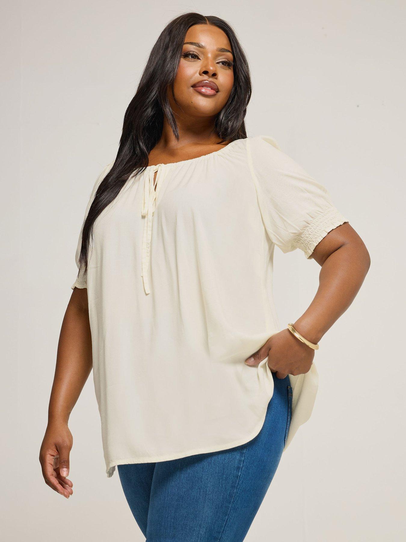 undefined Curve Chambray Gypsy Top - Yellow