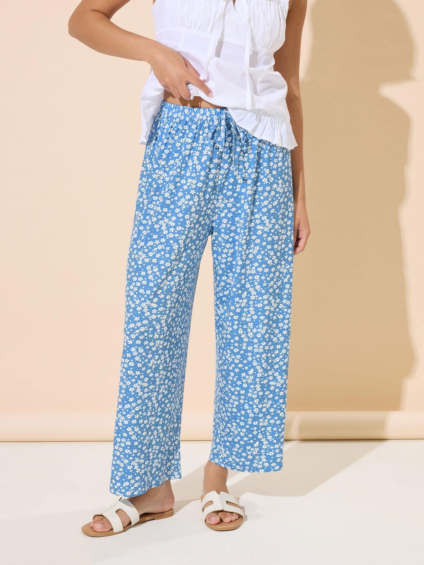 undefined Petite Ditsy Crop Wide Leg Trouser