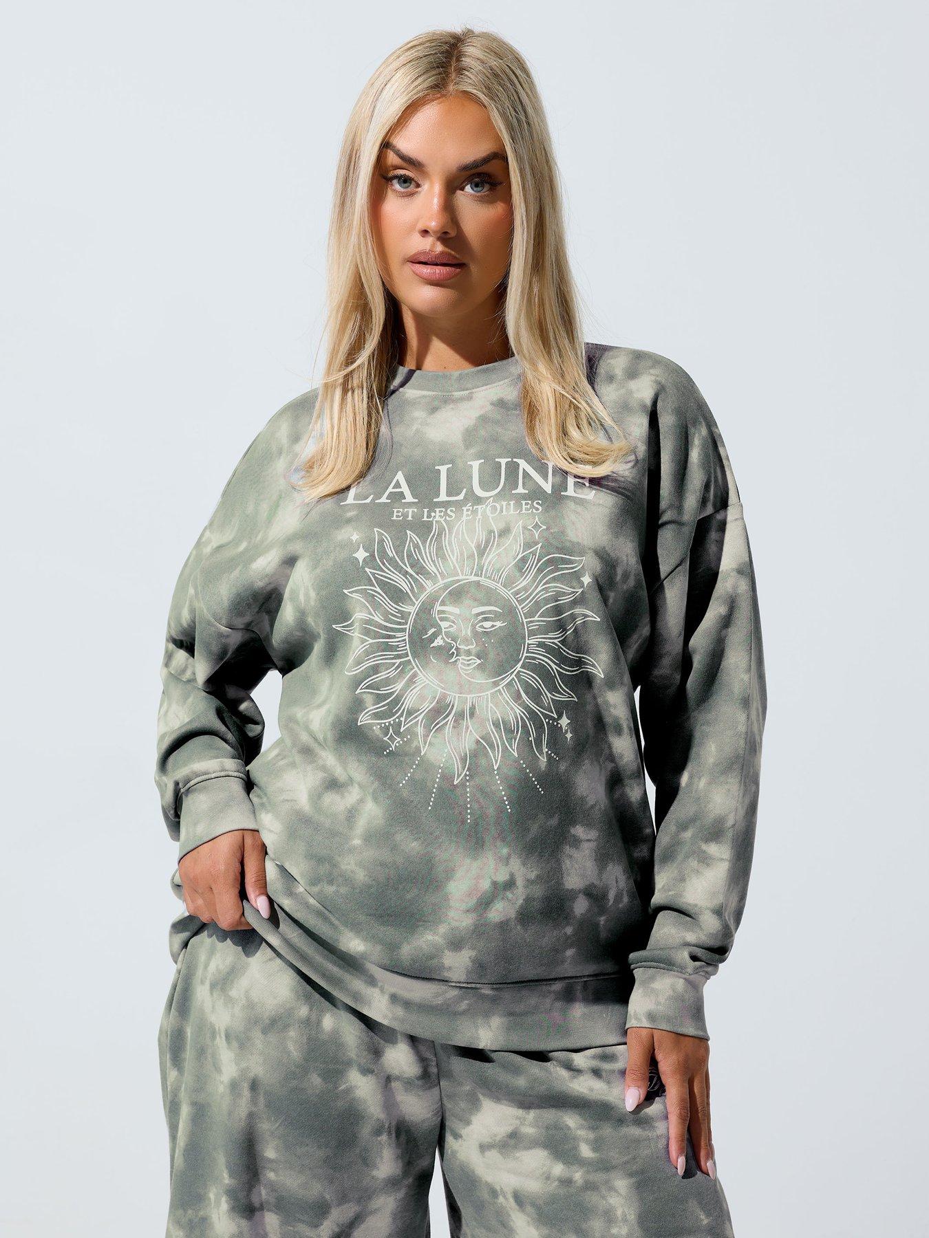 Yours Curve Tie Dye Sweatshirt - Grey