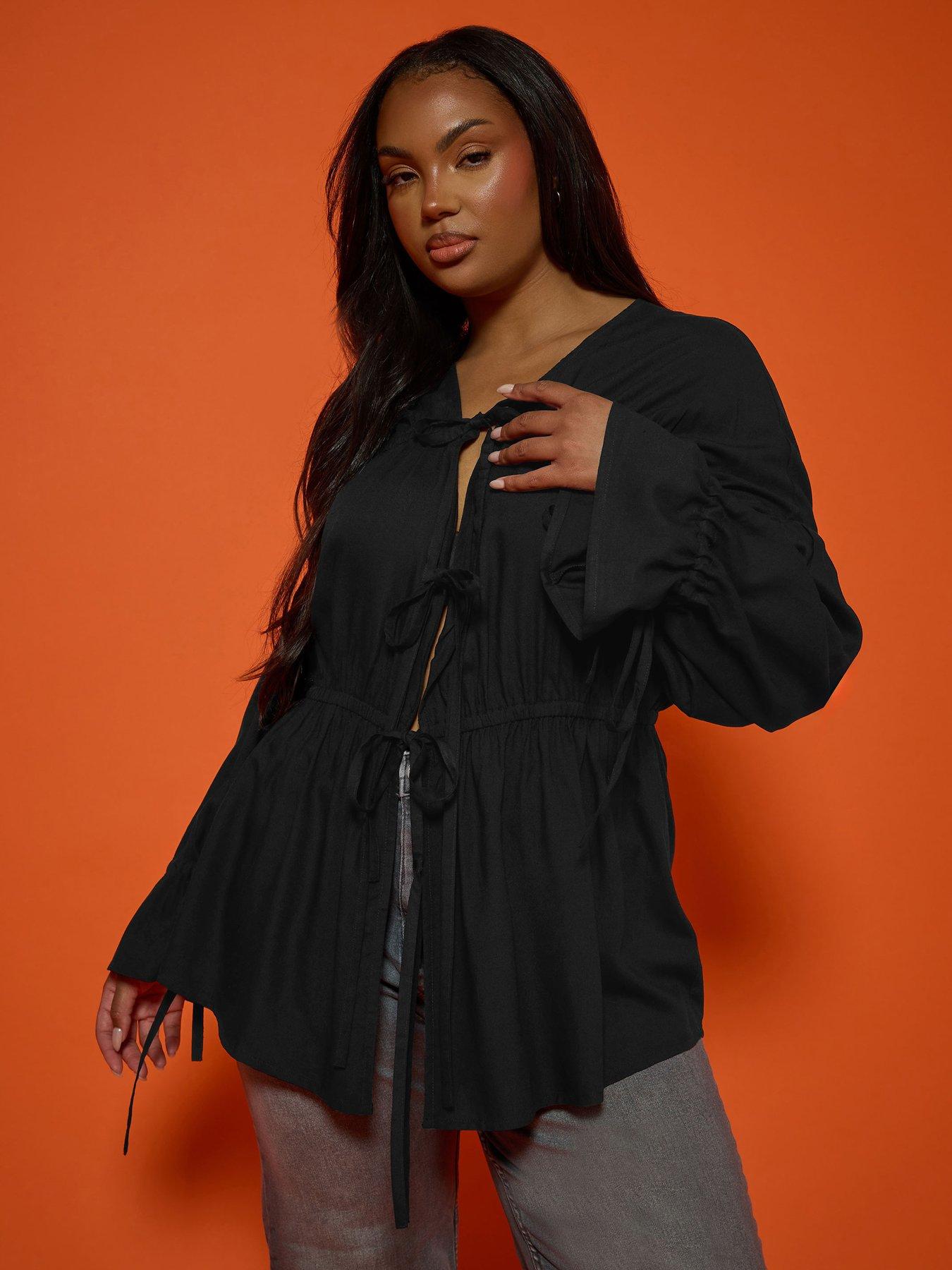 undefined Curve Tie Front Top