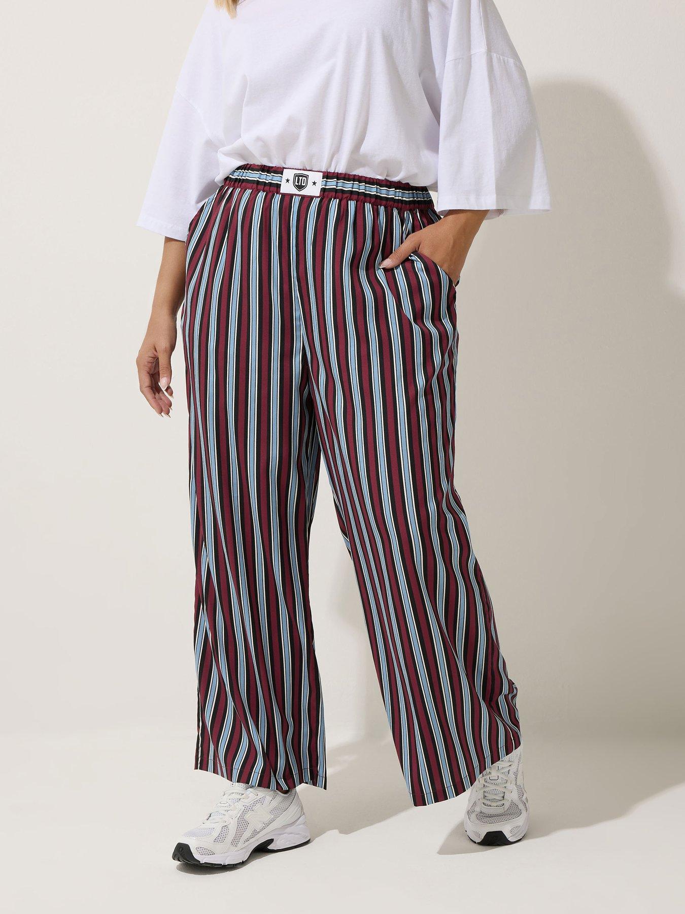 undefined Curve Boxer Stripe Trouser - Blue