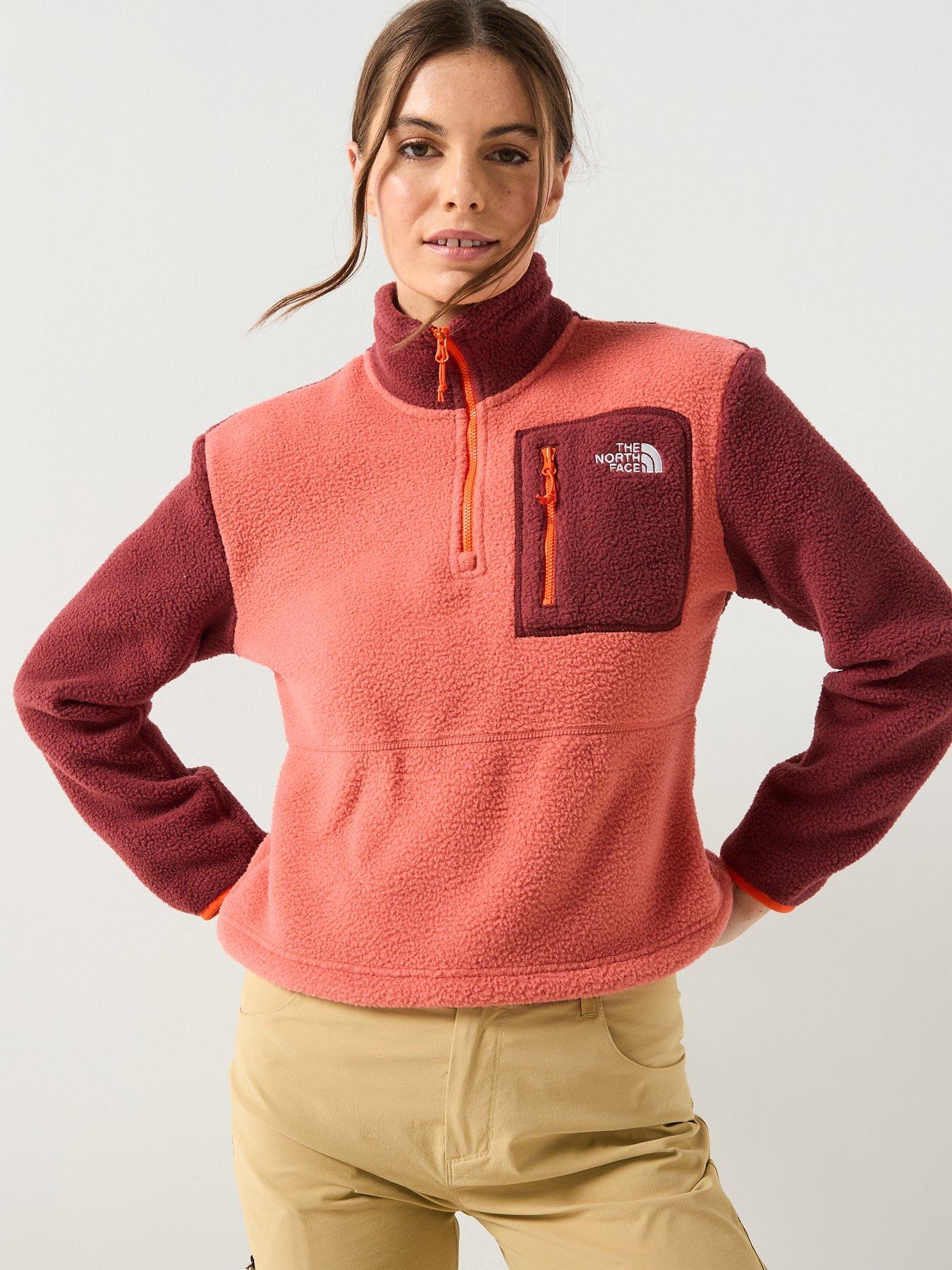 The North Face Womens Yumiori ¼ Zip Fleece- Coral Orange/red