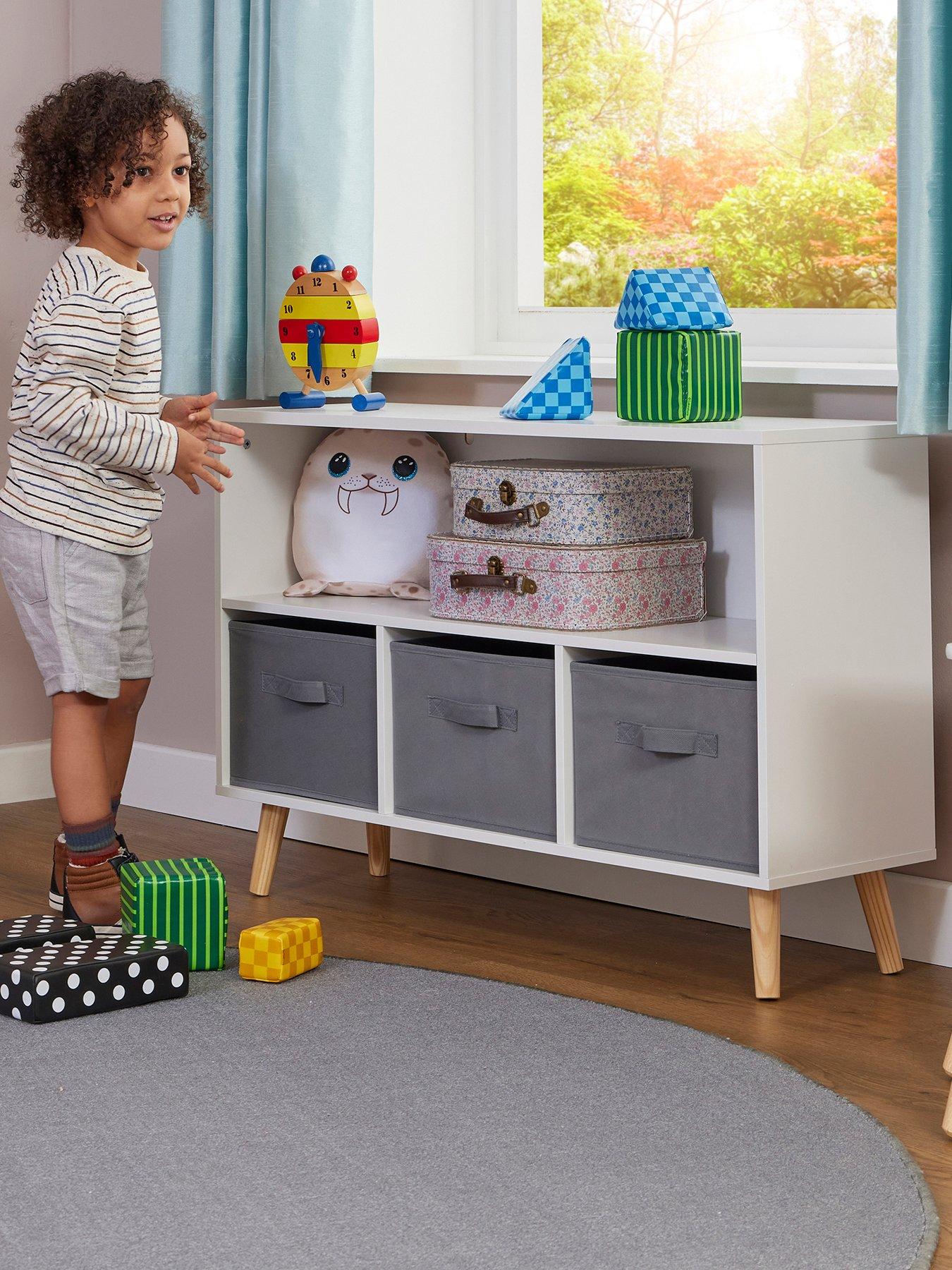 undefined Kids Storage Shelf With Fabric Boxes