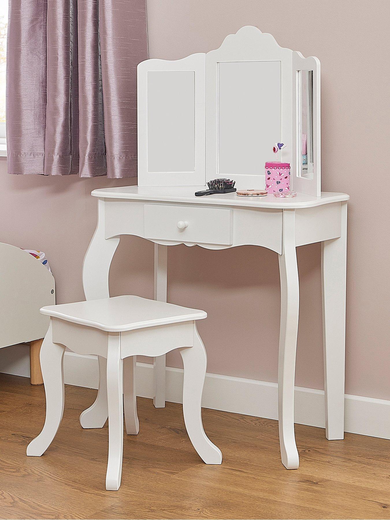 undefined White Vanity Table And Stool