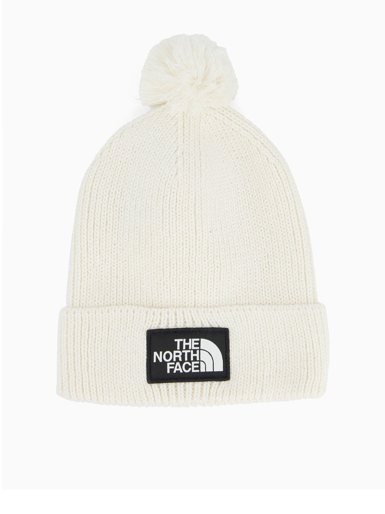 Image 1 of 4 of The North Face Unisex Logo Box Pom Beanie Hat - Off White