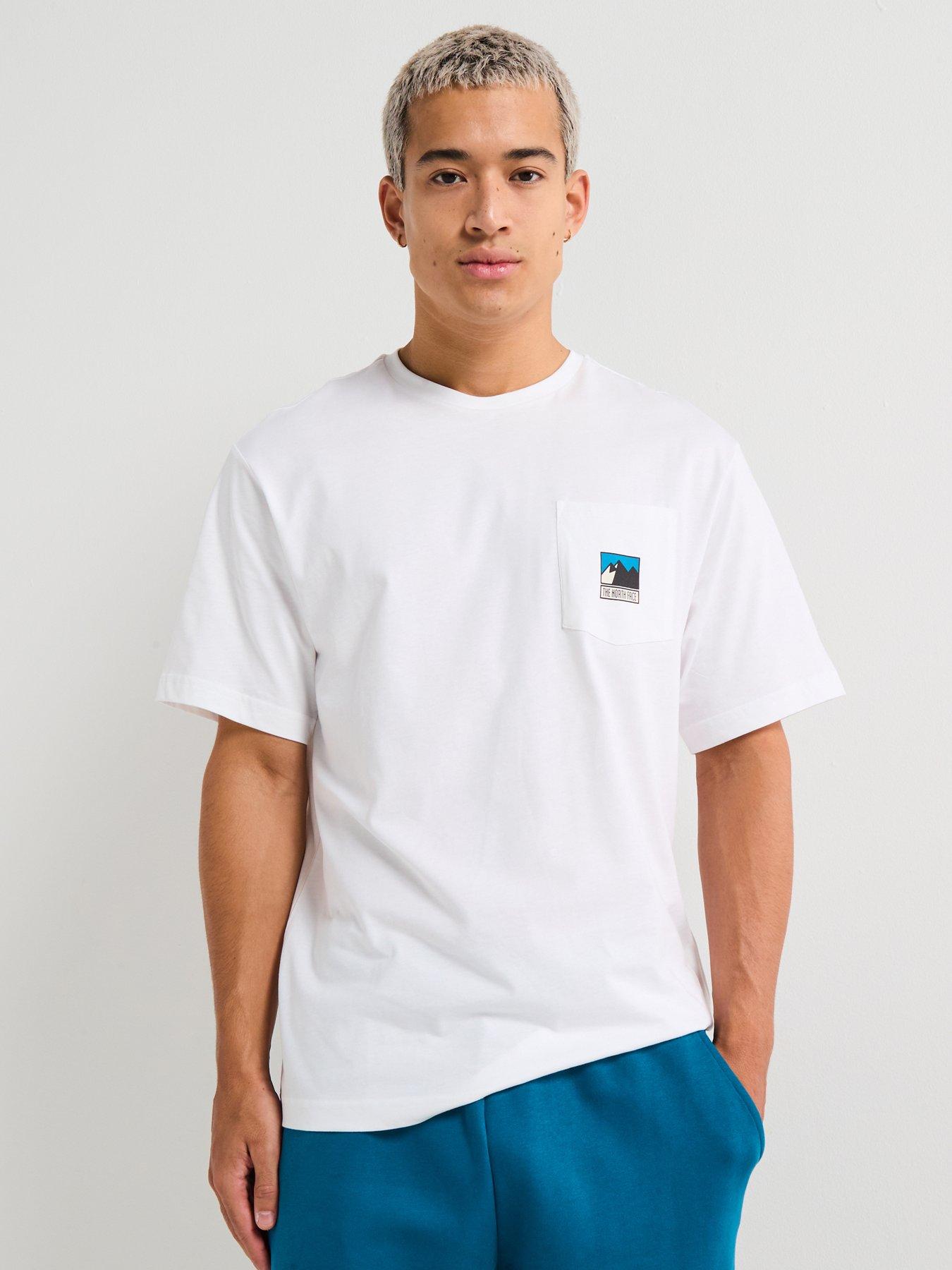 Image 1 of 6 of The North Face Men's Mountain Logo Relaxed Pocket T-Shirt - White