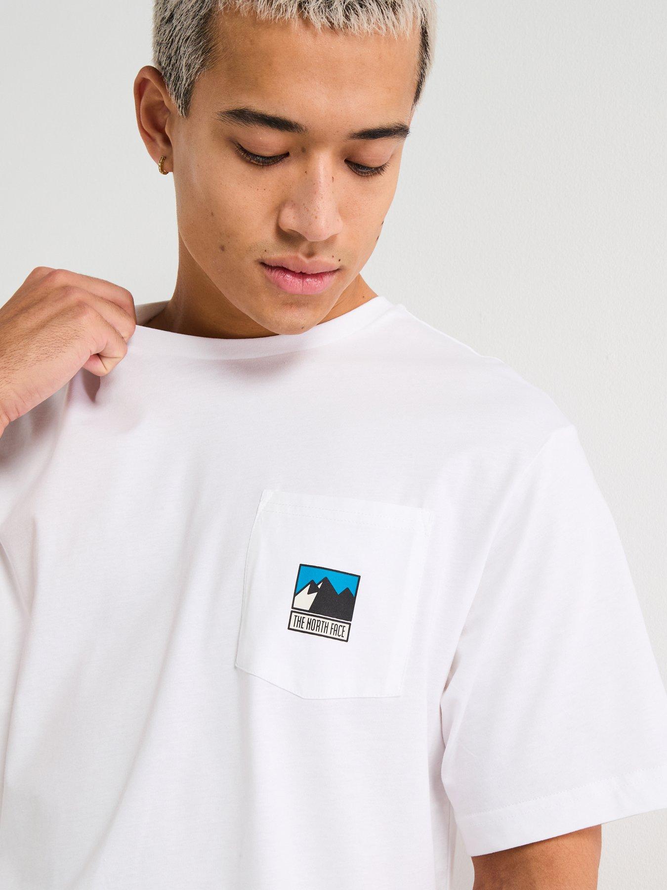Image 4 of 6 of The North Face Men's Mountain Logo Relaxed Pocket T-Shirt - White