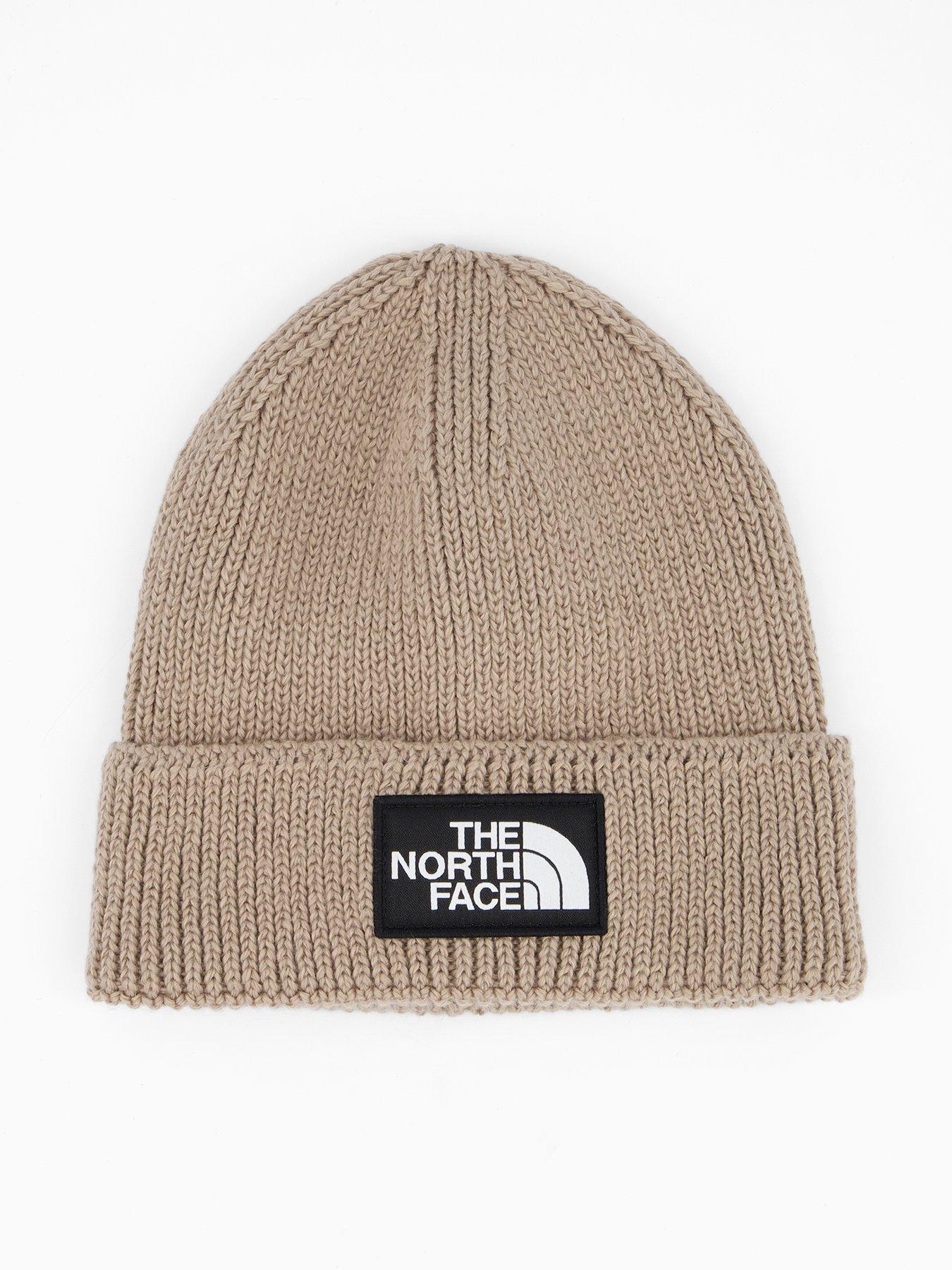 undefined Unisex Tnf Logo Box Cuffed Beanie - Beige