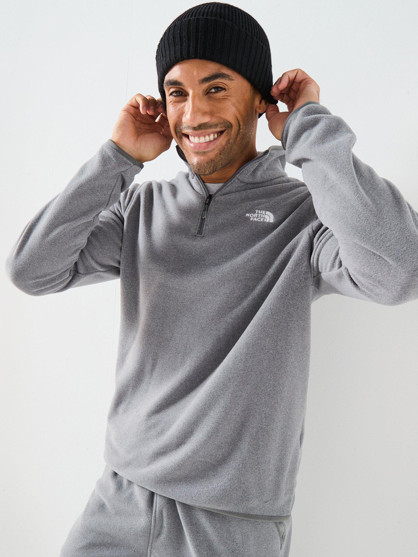 The North Face Men's Glacier Fleece 1/4 Zip Jacket - Grey | Very