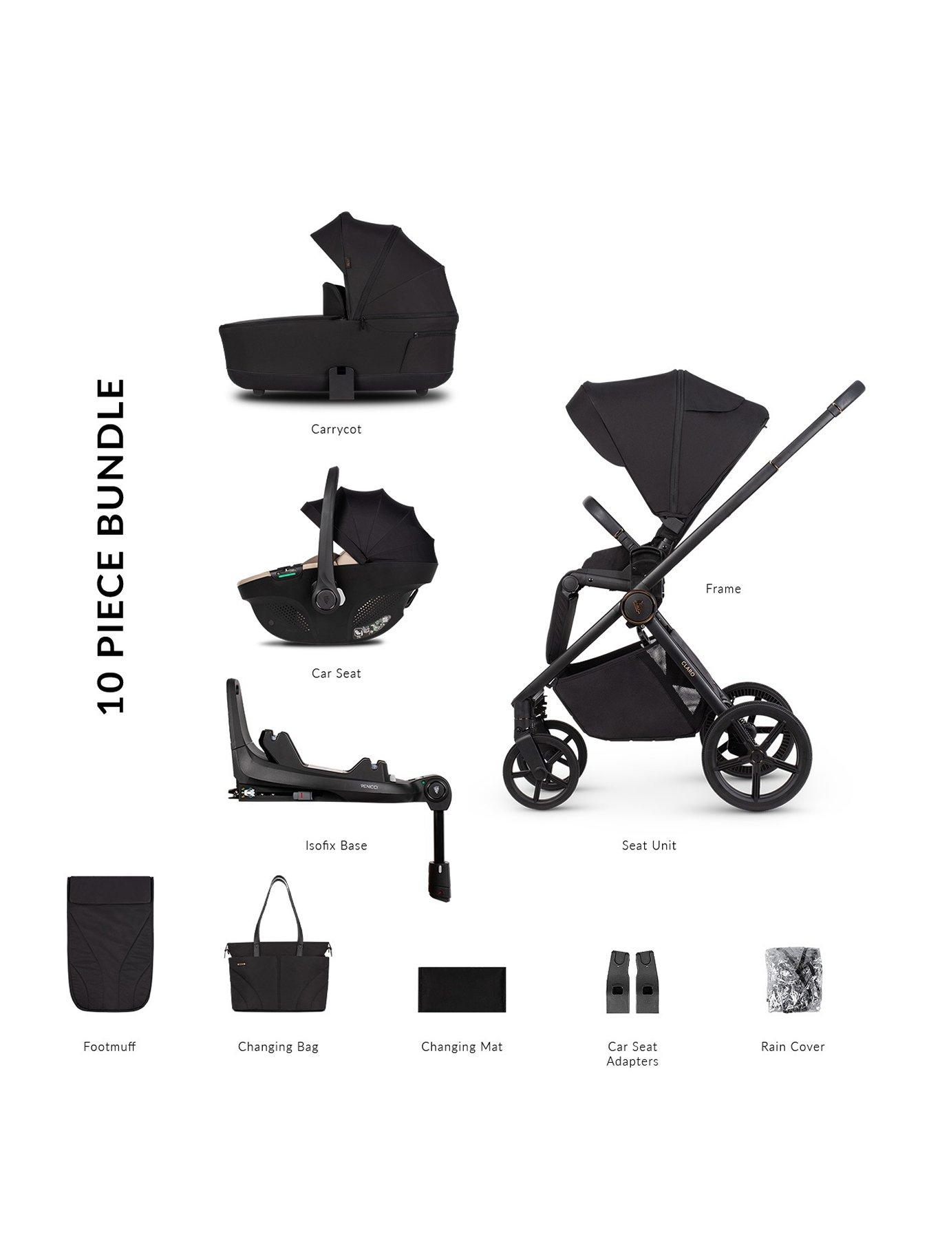 Venicci Claro 3in1 Bundle plus Tiago Beige Car Seat and 360 Base â Noir