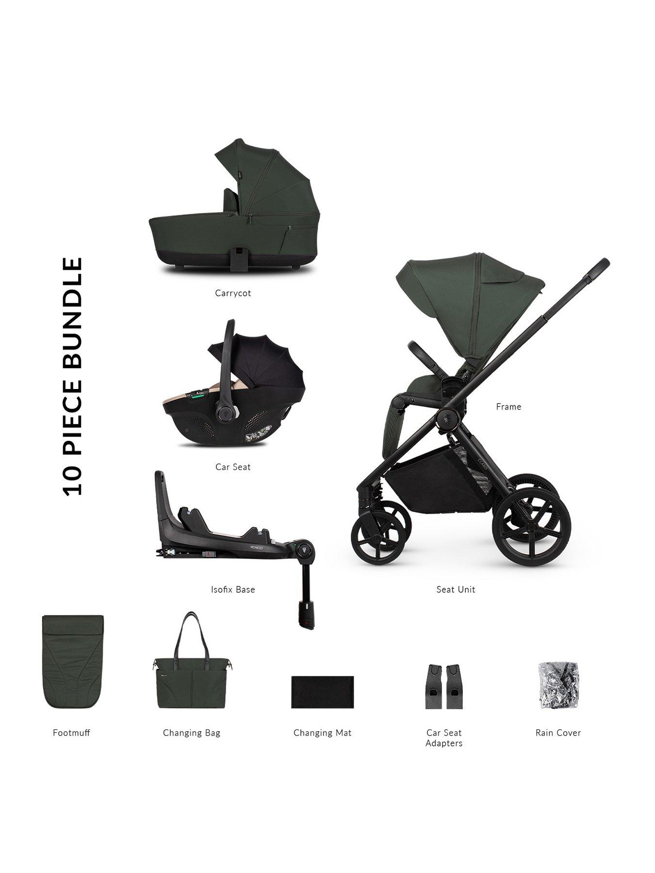 Venicci Claro 3in1 Bundle plus Tiago Beige Car Seat and 360 Base - Forest