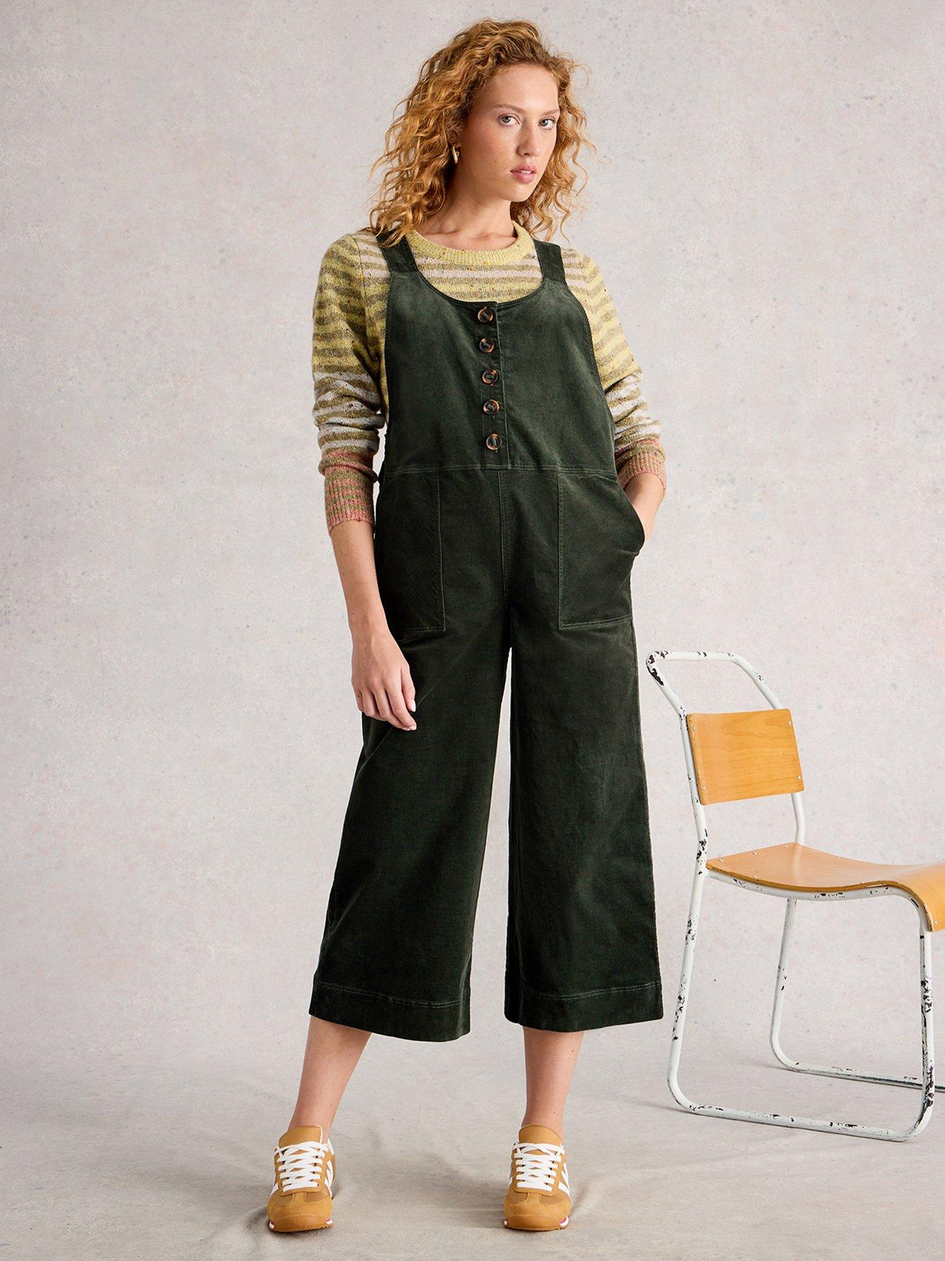 White Stuff Viola Cord Dungaree - Green