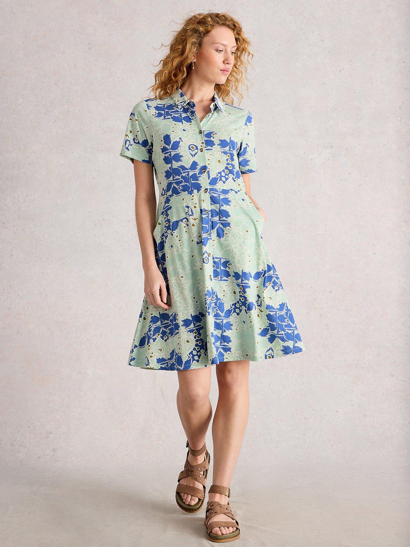 undefined Ria Jersey Shirt Dress - Blue