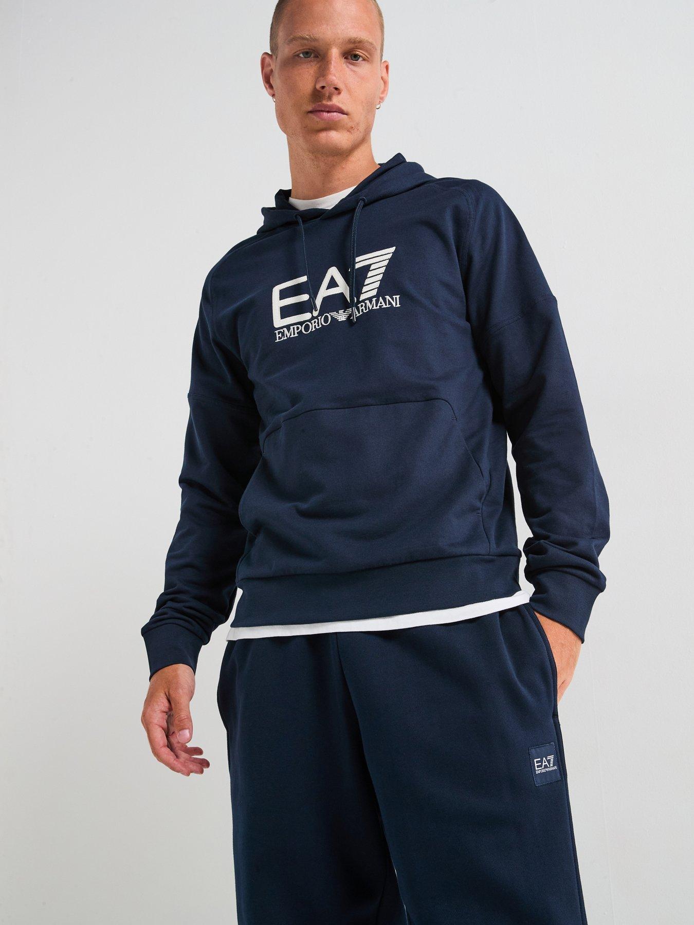 EA7 Emporio Armani EA7 Train Visibility Large Logo Overhead Hoodie - Navy