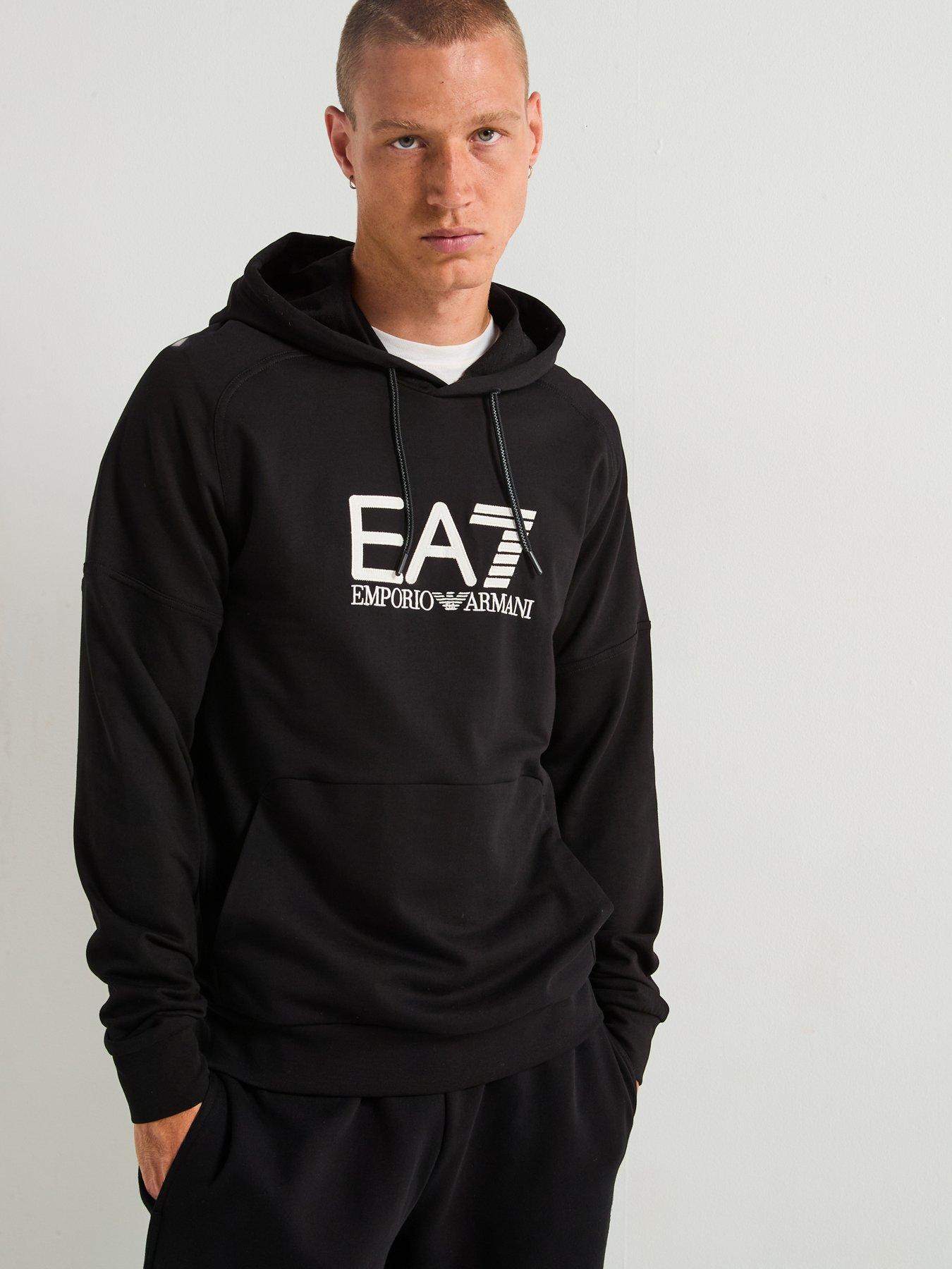 undefined EA7 Train Visibility Large Logo Overhead Hoodie - Black