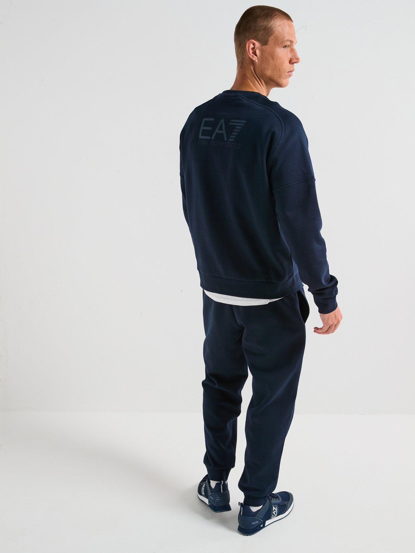 undefined EA7 Train Visibility Small Logo Crew Tracksuit - Navy