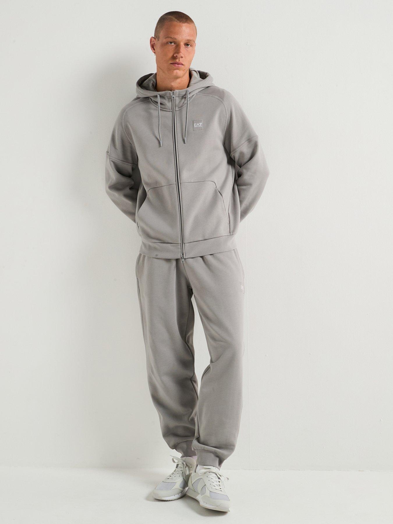 EA7 Emporio Armani Train Visibility Small Logo Zip Hoodie Tracksuit - Grey
