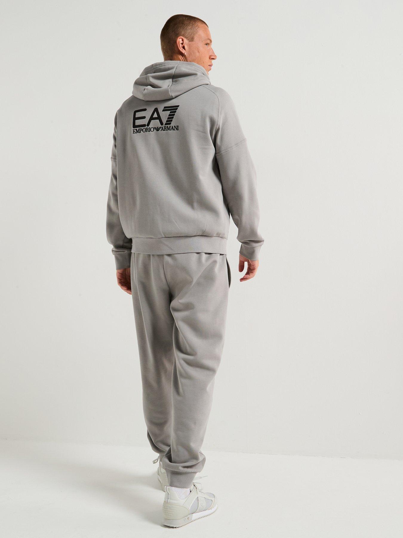 Image 2 of 5 of EA7 Emporio Armani Train Visibility Small Logo Zip Hoodie Tracksuit - Grey