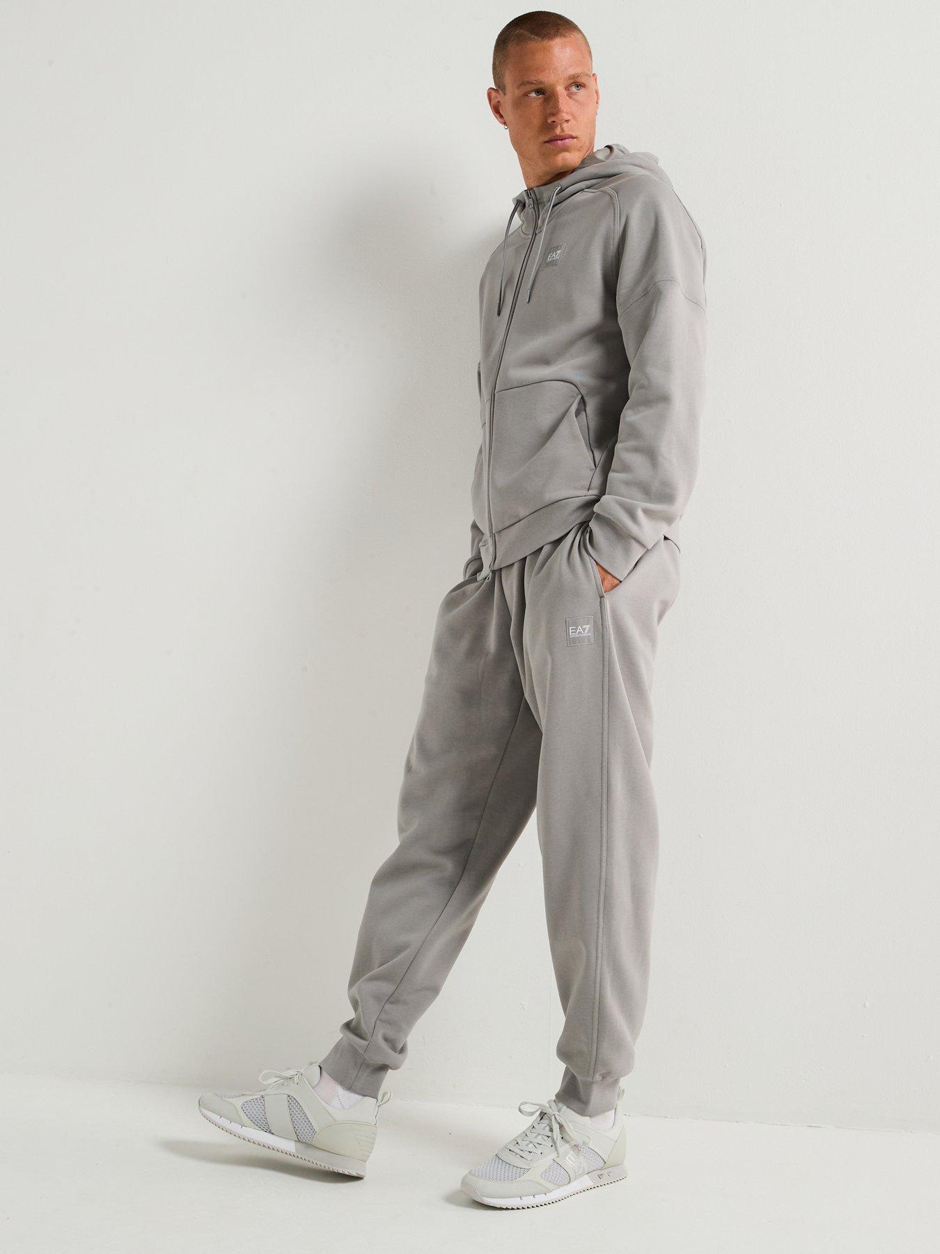 Image 3 of 5 of EA7 Emporio Armani Train Visibility Small Logo Zip Hoodie Tracksuit - Grey