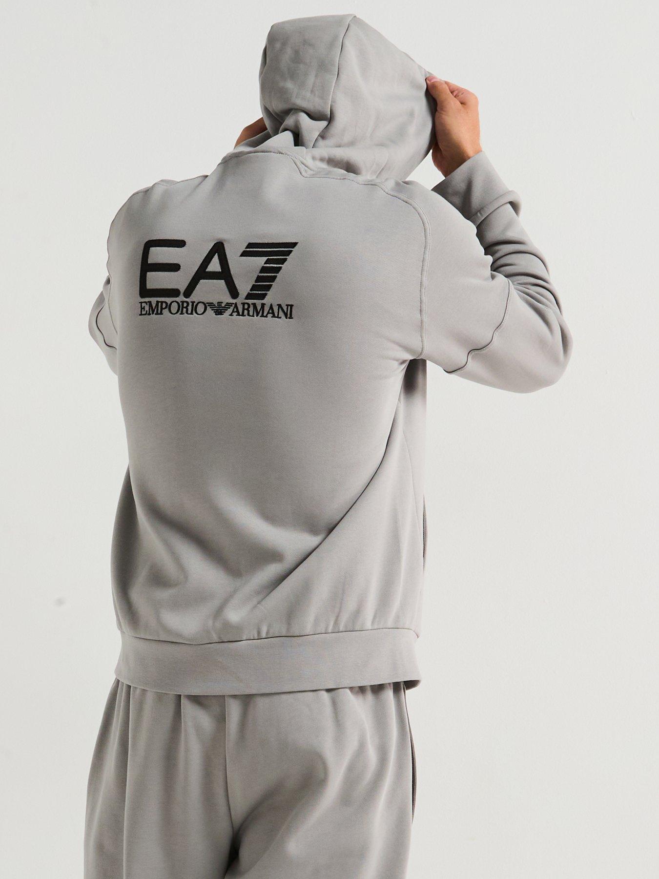 Image 4 of 5 of EA7 Emporio Armani Train Visibility Small Logo Zip Hoodie Tracksuit - Grey