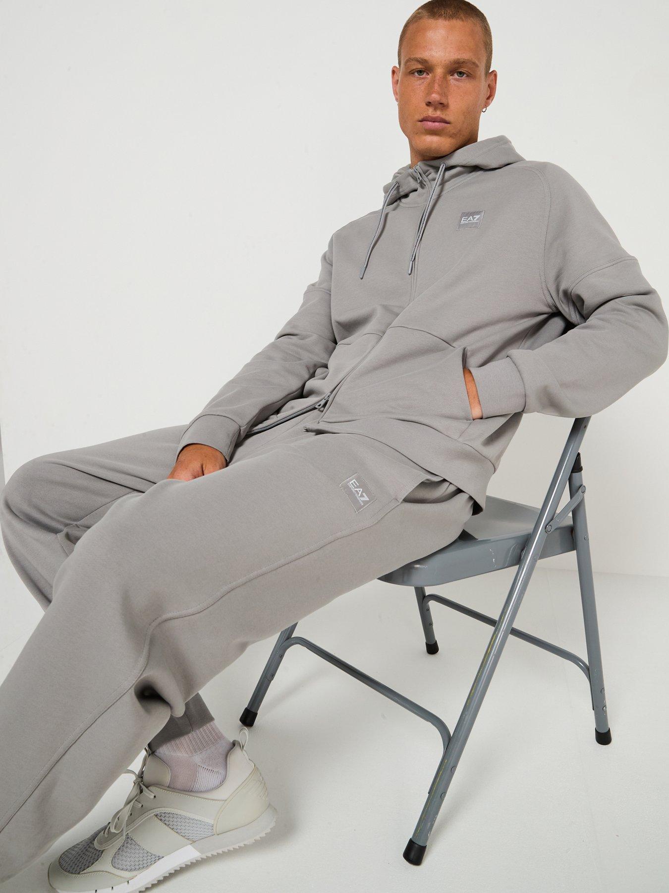 Image 5 of 5 of EA7 Emporio Armani Train Visibility Small Logo Zip Hoodie Tracksuit - Grey