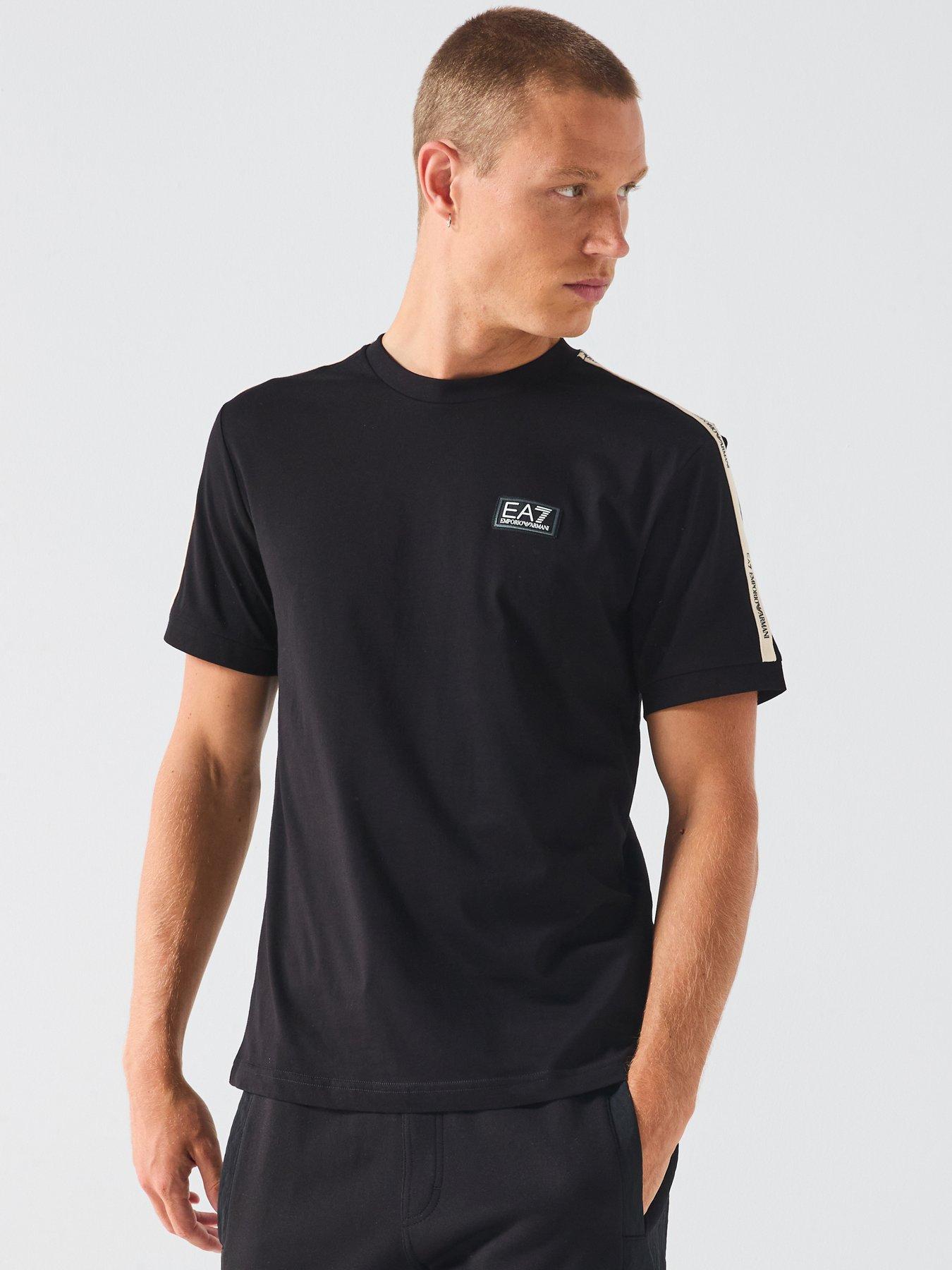 EA7 Emporio Armani Train Logo Series Tape Shoulder T-Shirt - Black