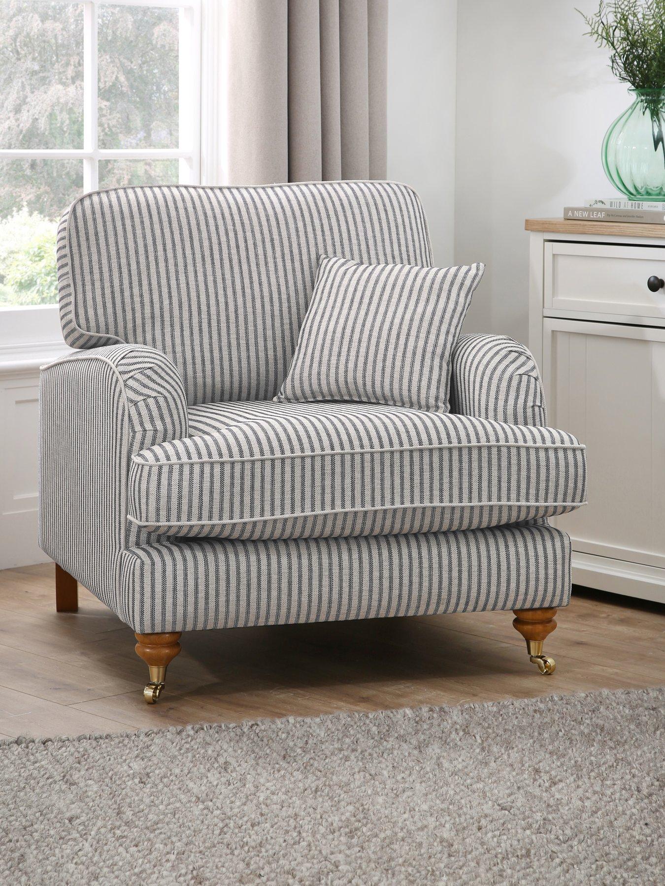 Very Home Bay Stripe Fabric Armchair - Made to Order in the UK