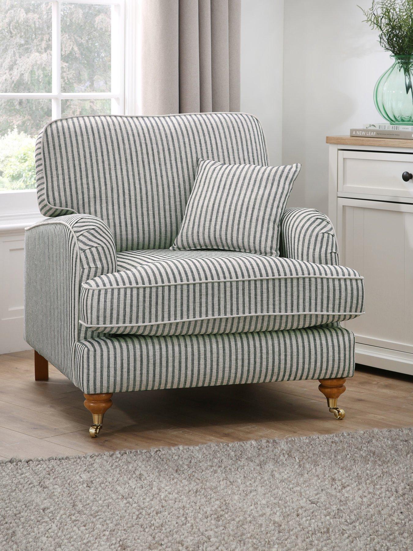 Very Home Bay Stripe Fabric Armchair - Made to Order in the UK