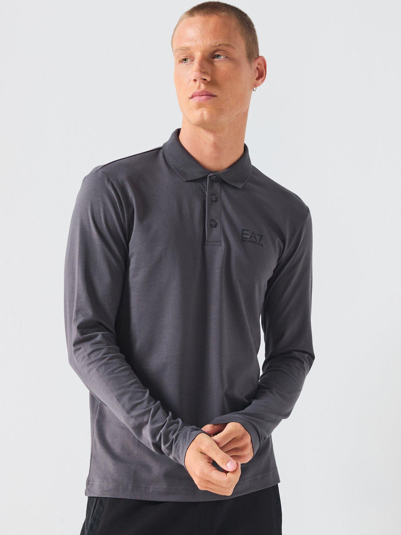 EA7 Emporio Armani Train Core Id Small Logo Long Sleeve Polo Shirt - Grey